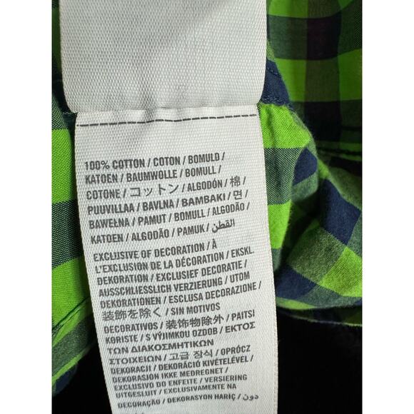 Hollister Womens Blouse Sz M Lime Green Blue Check Long Sleeve Button Up Cotton - Picture 9 of 9